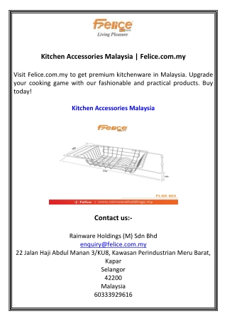 Kitchen Accessories Malaysia  Felice.com.my