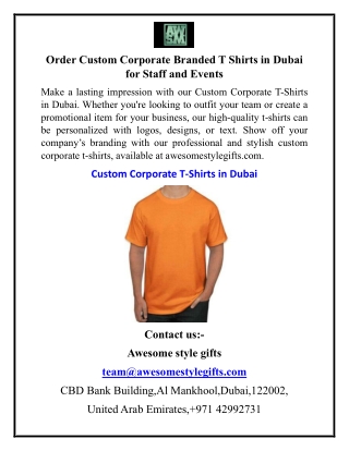 Order Custom Corporate Branded T Shirts in Dubai for Staff and Events