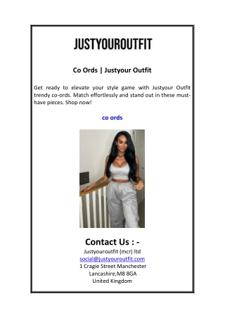 Co Ords  Justyour Outfit