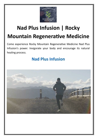 nad plus infusion rocky mountain regenerative