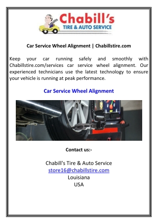 Car Service Wheel Alignment Chabillstire.com