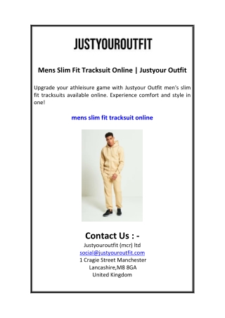 Mens Slim Fit Tracksuit Online  Justyour Outfit