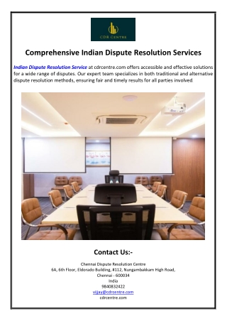 Comprehensive Indian Dispute Resolution Services