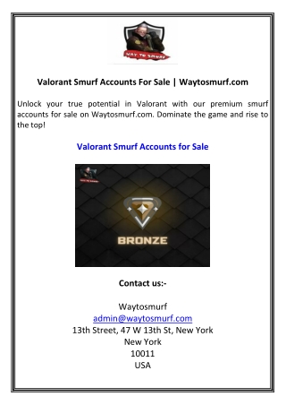 Valorant Smurf Accounts For Sale  Waytosmurf.com