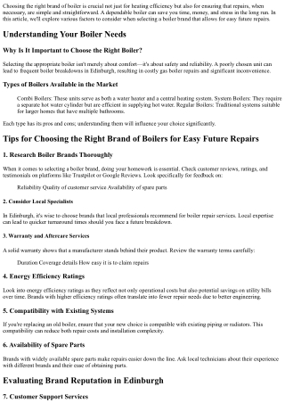 Tips for Choosing the Right Brand of Boilers for Easy Future Repairs