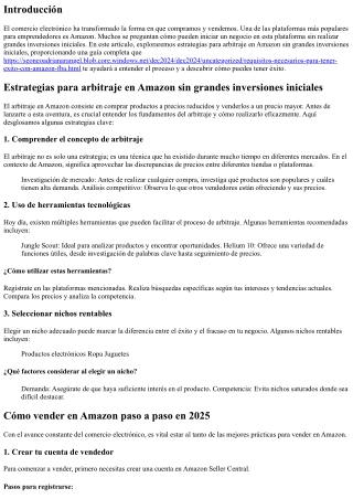 Estrategias para arbitraje en Amazon sin grandes inversiones iniciales