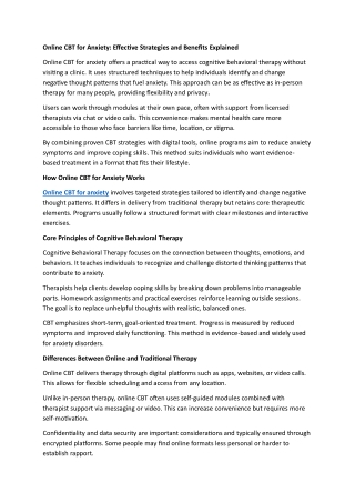 online cbt for anxiety effective strategies