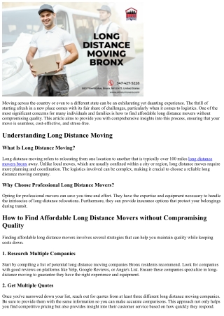 moving across the country or even to a different