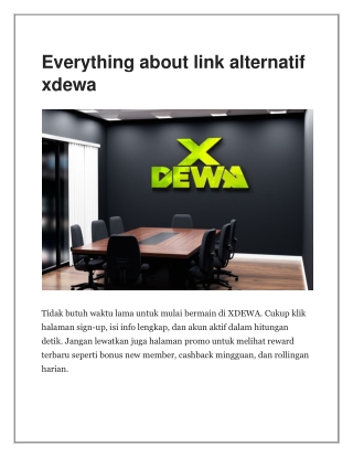 everything about link alternatif xdewa