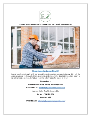 Trusted Home Inspector in Jersey City, NJ – Book an Inspection