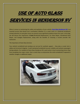 Use of Auto Glass Services in Henderson NV