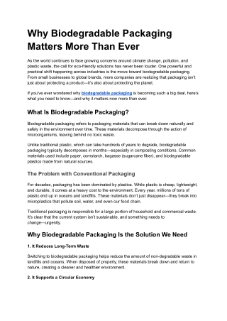 Why Biodegradable Packaging Matters More Than Ever