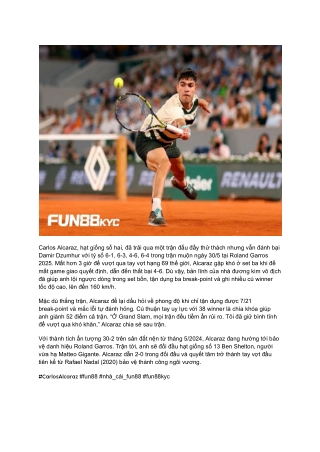 Fun88 Kyc_ Carlos Alcaraz Thắng Đậm Damir Dzumhur Năm 2025