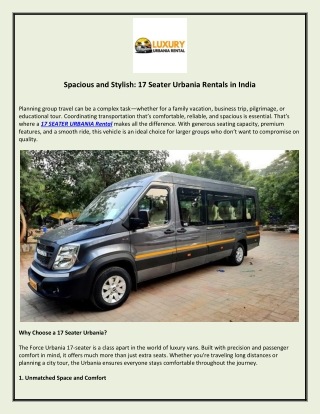 17 SEATER URBANIA Rental
