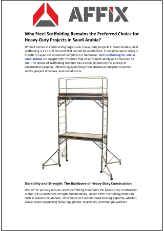 Why Steel Scaffolding Remains the Preferred Choice for Heavy-Duty Projects in Saudi Arabia