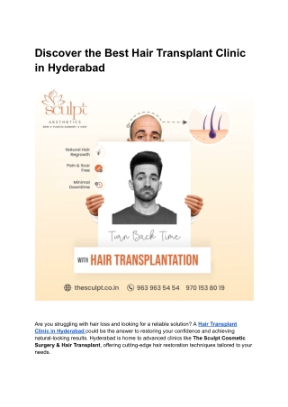 Discover the Best Hair Transplant Clinic in Hyderabad