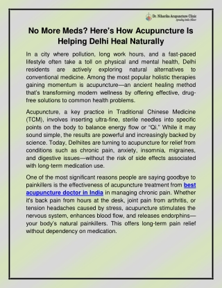 No More Meds Here's How Acupuncture Is Helping Delhi Heal Naturally