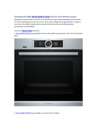 Choosing the Right Bosch Built-In Oven Size for Your Kitchen Layout