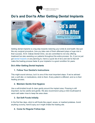 Do’s and Don’ts After Getting Dental Implants