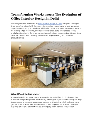 Transforming Workspaces: The Evolution of Office Interior Design in Delhi