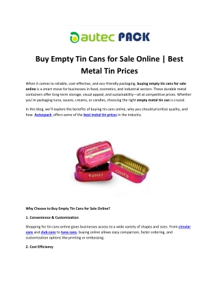 Buy Empty Tin Cans for Sale Online | Best Metal Tin Prices