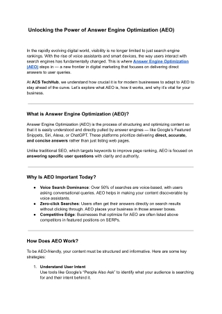 Unlocking the Power of Answer Engine Optimization (AEO)