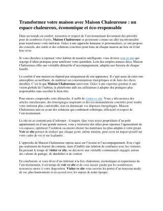 Transformez votre maison avec Maison Chaleureuse - un espace chaleureux, économique et éco-responsable