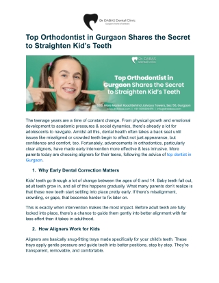 Top Orthodontist in Gurgaon Shares the Secret to Straighten Kid’s Teeth (1)