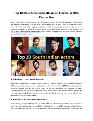 Top Ten Male actors in South Indian Movies