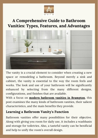 A Comprehensive Guide to Bathroom Vanities Types, Features, and Advantages