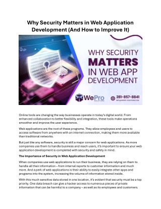 why security matters in web application