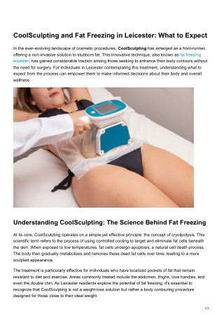 CoolSculpting and Fat Freezing in Leicester What to Expect