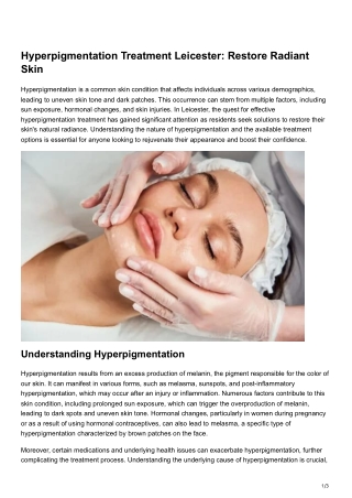 hyperpigmentation treatment leicester restore
