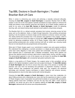 Top BBL Doctors in South Barrington  Trusted Brazilian Butt Lift Care  Google Docs