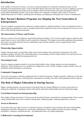Empowering Tomorrow's Leaders: Tucson’s Innovative Business Classrooms