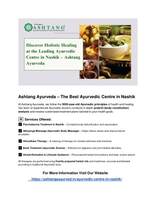 Best Ayurvedic Centre in Nashik
