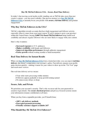 Buy 5K TikTok Followers USA – Secure, Real-Time Delivery