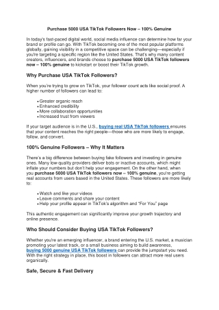 Purchase 5000 USA TikTok Followers Now – 100% Genuine