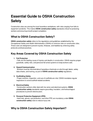 Essential Guide to OSHA Construction Safety