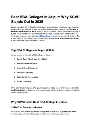 Best BBA Colleges in Jaipur_ Why SGVU Stands Out in 2025