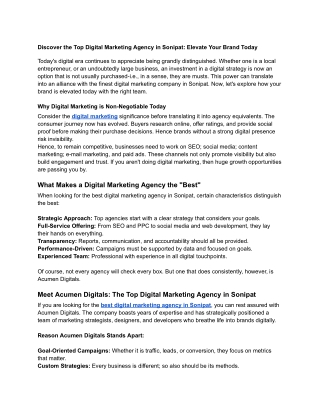 Top Digital Marketing Agency in Sonipat