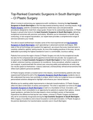 Top Ranked Cosmetic Surgeons in South Barrington CI Plastic Surgery  Google Docs