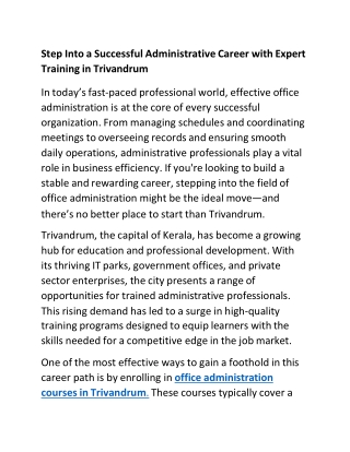 Step Into a Successful Administrative Career with Expert Training in Trivandrum