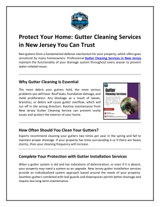 Protect Your Home Gutter Cleaning Services in New Jersey You Can Trust