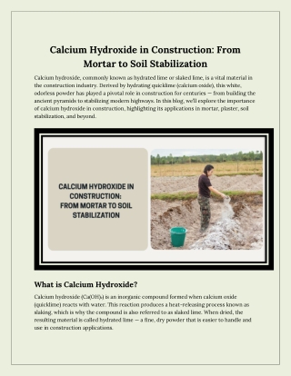 Calcium Hydroxide in Construction: From Mortar to Soil Stabilization