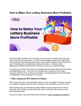 How to make your lottery business more profitable