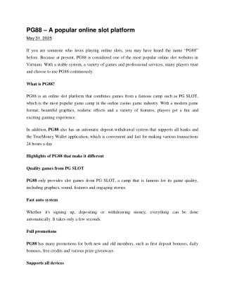 PG88 – A popular online slot platform