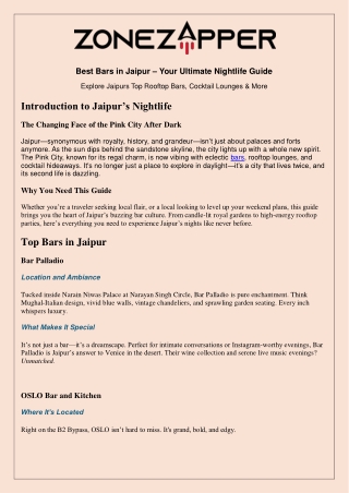 Best Bars in Jaipurs