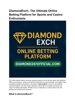 DiamondExch_ The Ultimate Online Betting Platform for Sports and Casino Enthusiasts