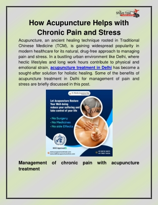 Top Acupuncture doctors in Delhi